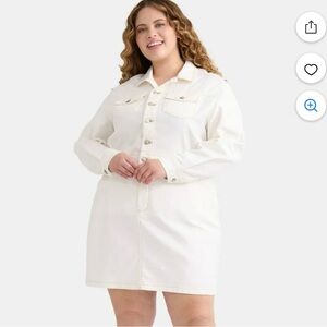 NWT Terra & Sky off White Denim Button-Up Dress women’s size 2X